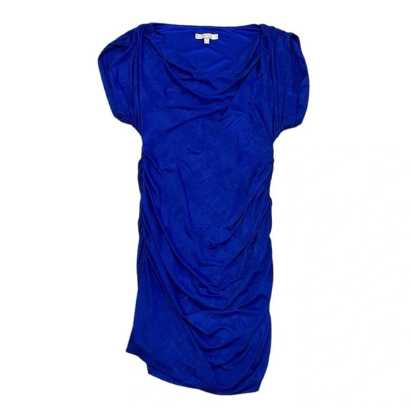 Aidan Maddox Dress Women's 6 Blue Bodycon Short Sleeve Scoop Neck Knee Length - Picture 4 of 17